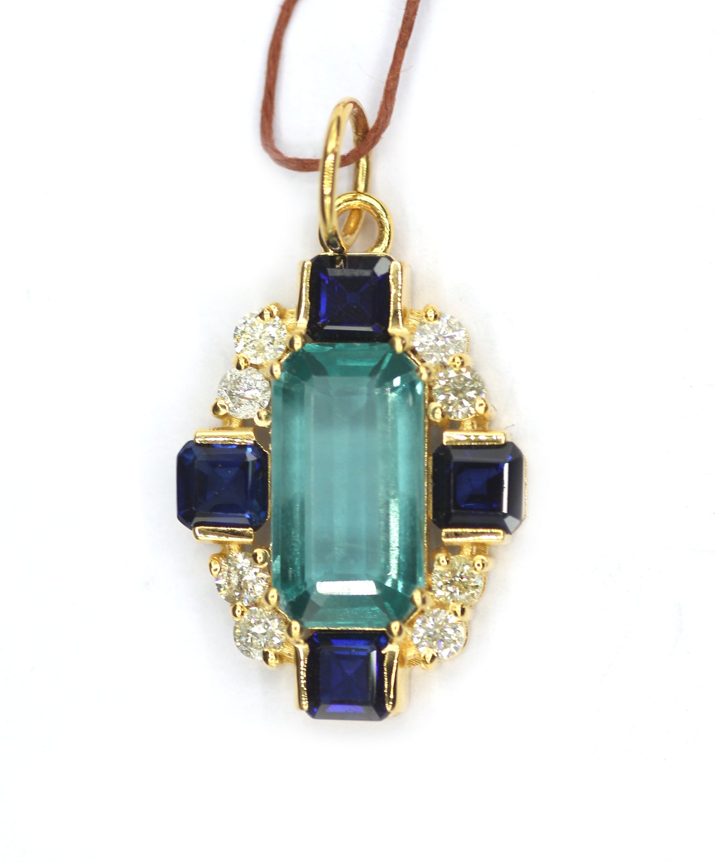 Green Kyanite 14k Solid Gold Diamond Pendant