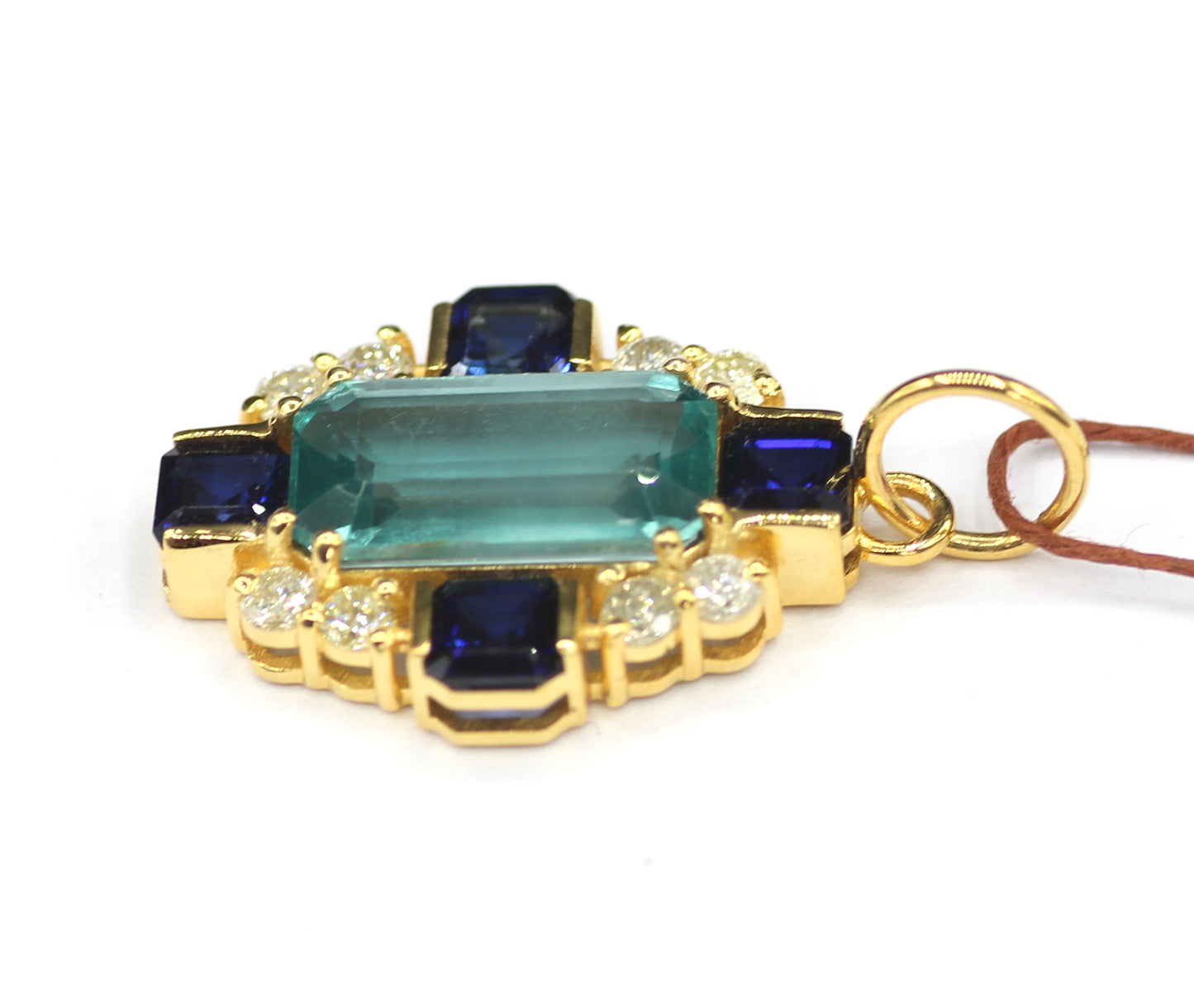 Green Kyanite 14k Solid Gold Diamond Pendant