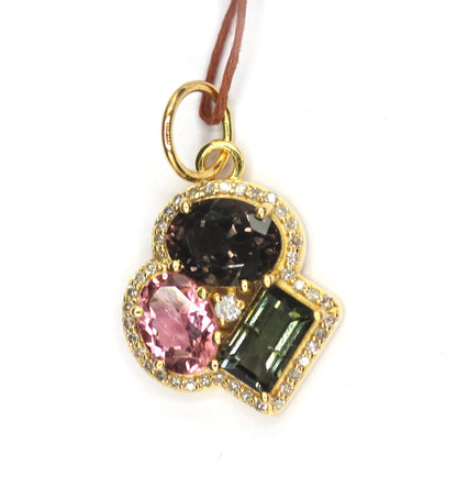 Tourmaline 14k Solid Gold Diamond Pendant