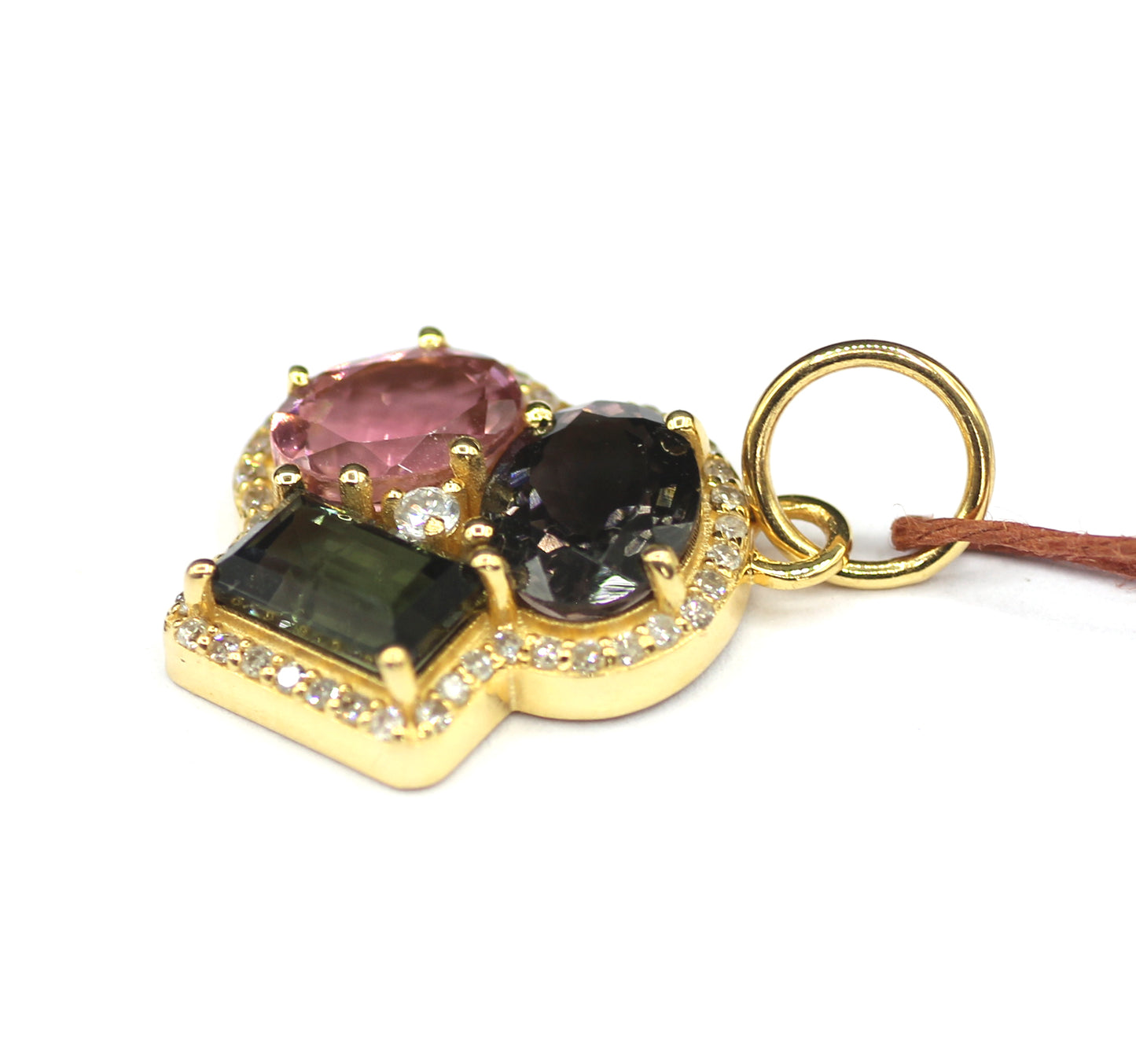 Tourmaline 14k Solid Gold Diamond Pendant