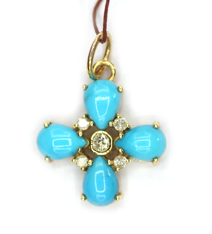 Turquoise 14k Solid Gold Diamond Pendant