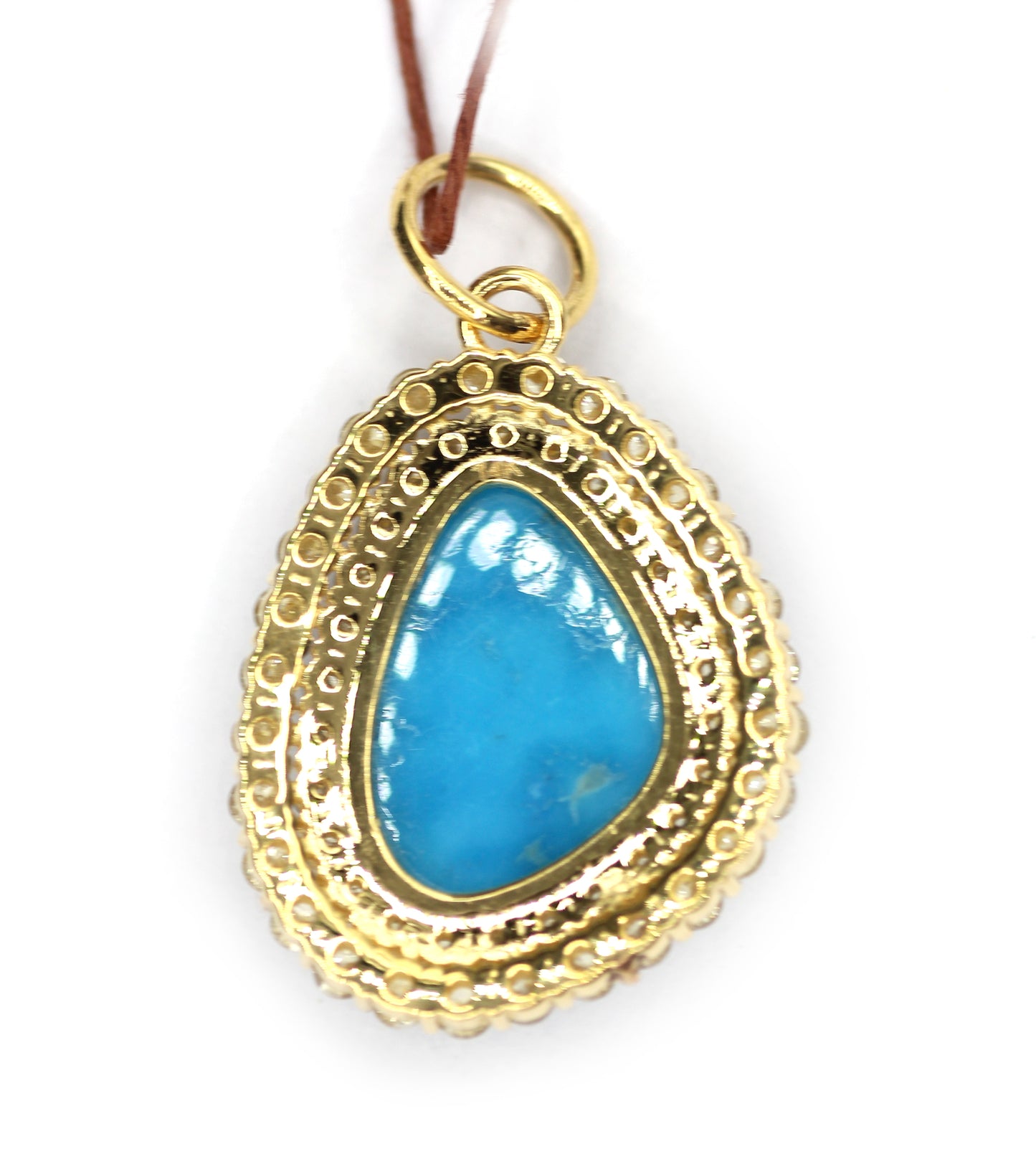 Turquoise 14k Solid Gold Diamond Pendant