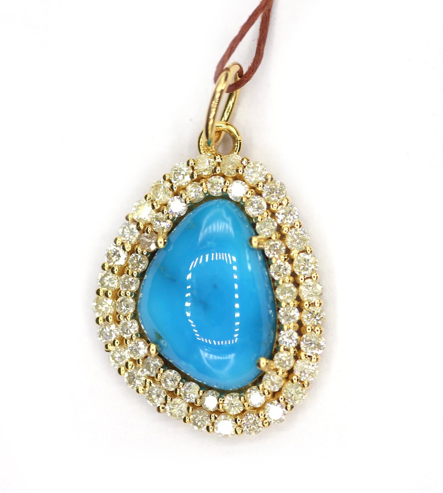 Turquoise 14k Solid Gold Diamond Pendant