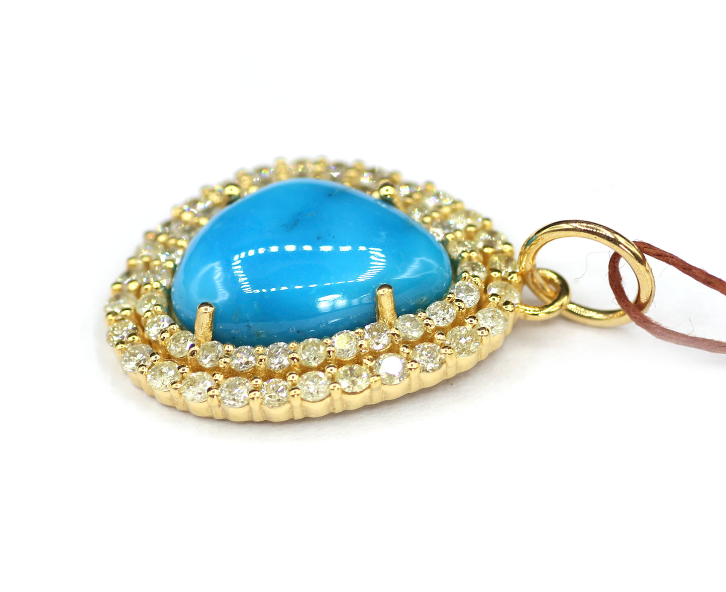 Turquoise 14k Solid Gold Diamond Pendant