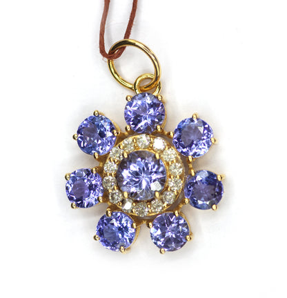 Tanzanite 14k Solid Gold Diamond Pendant