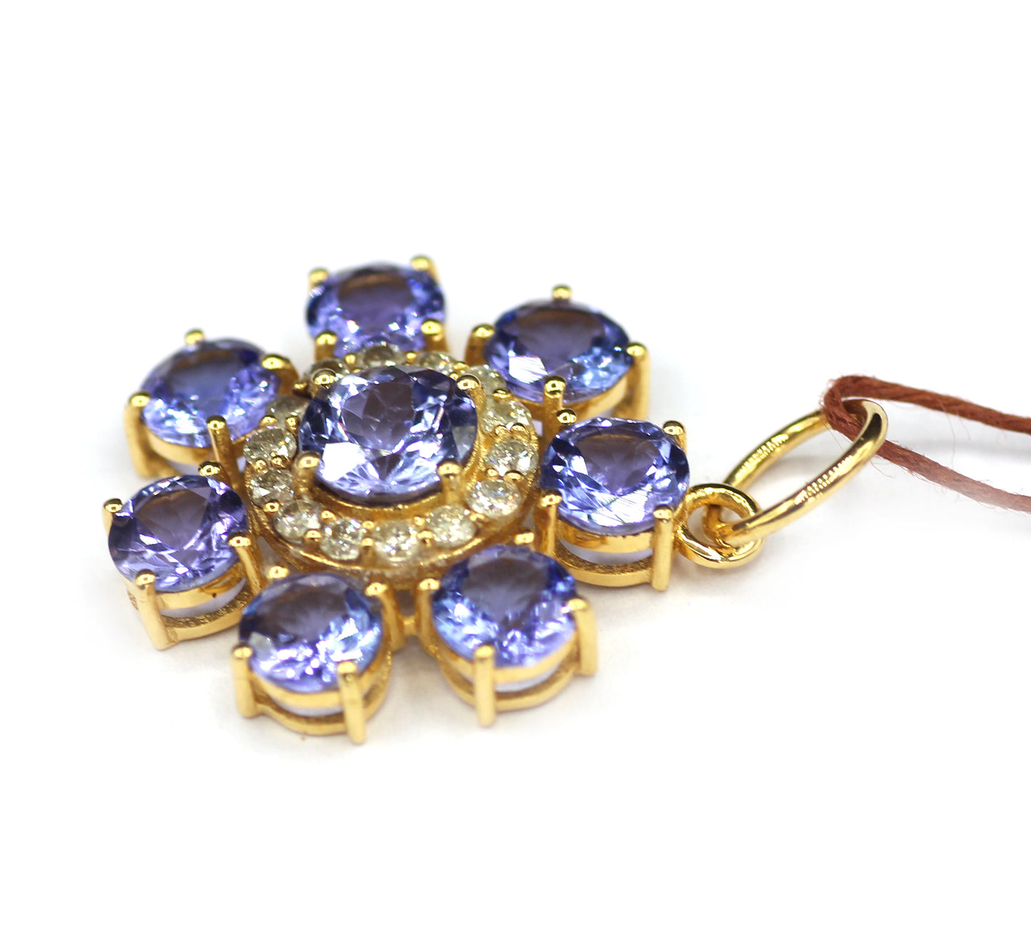 Tanzanite 14k Solid Gold Diamond Pendant