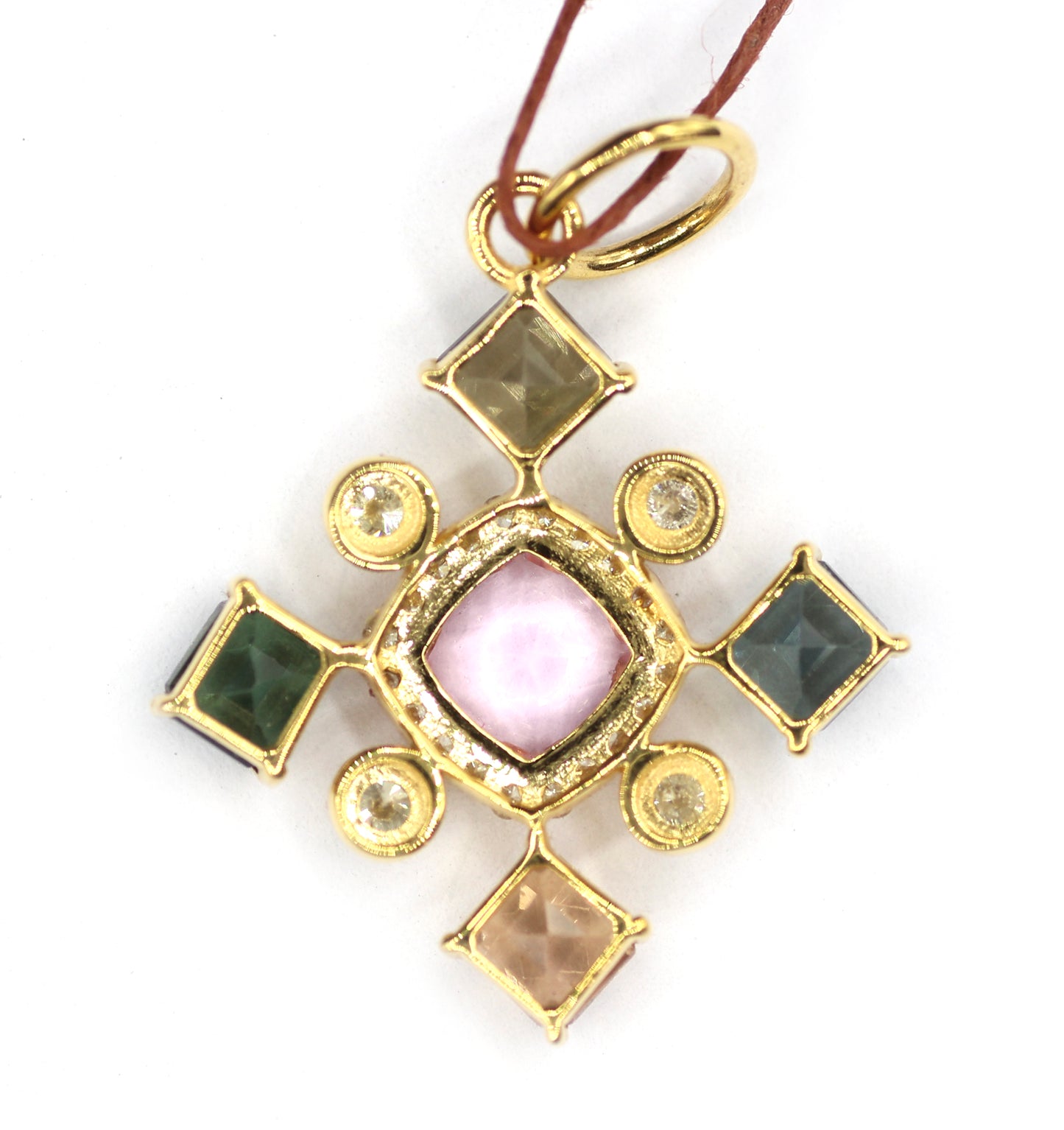 Tourmaline 14k Solid Gold Diamond Pendant