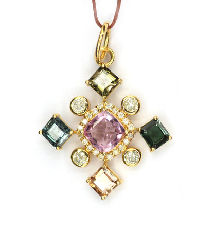 Tourmaline 14k Solid Gold Diamond Pendant