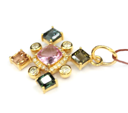 Tourmaline 14k Solid Gold Diamond Pendant