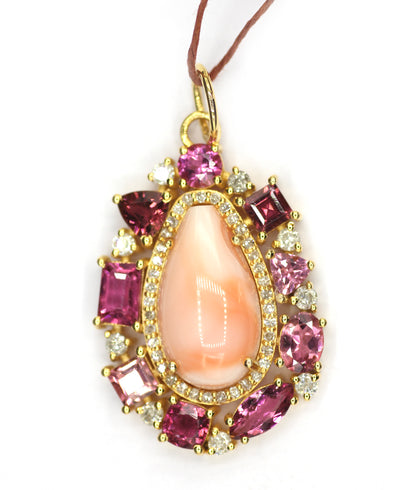Tourmaline 14k Solid Gold Diamond Pendant