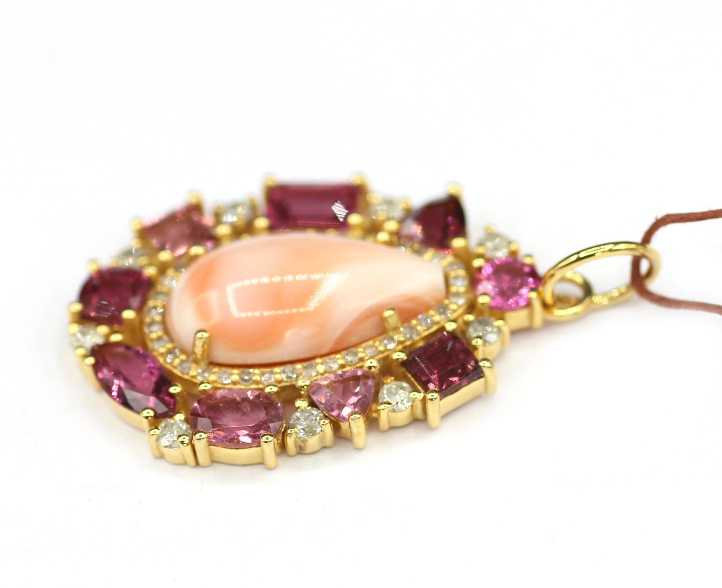 Tourmaline 14k Solid Gold Diamond Pendant