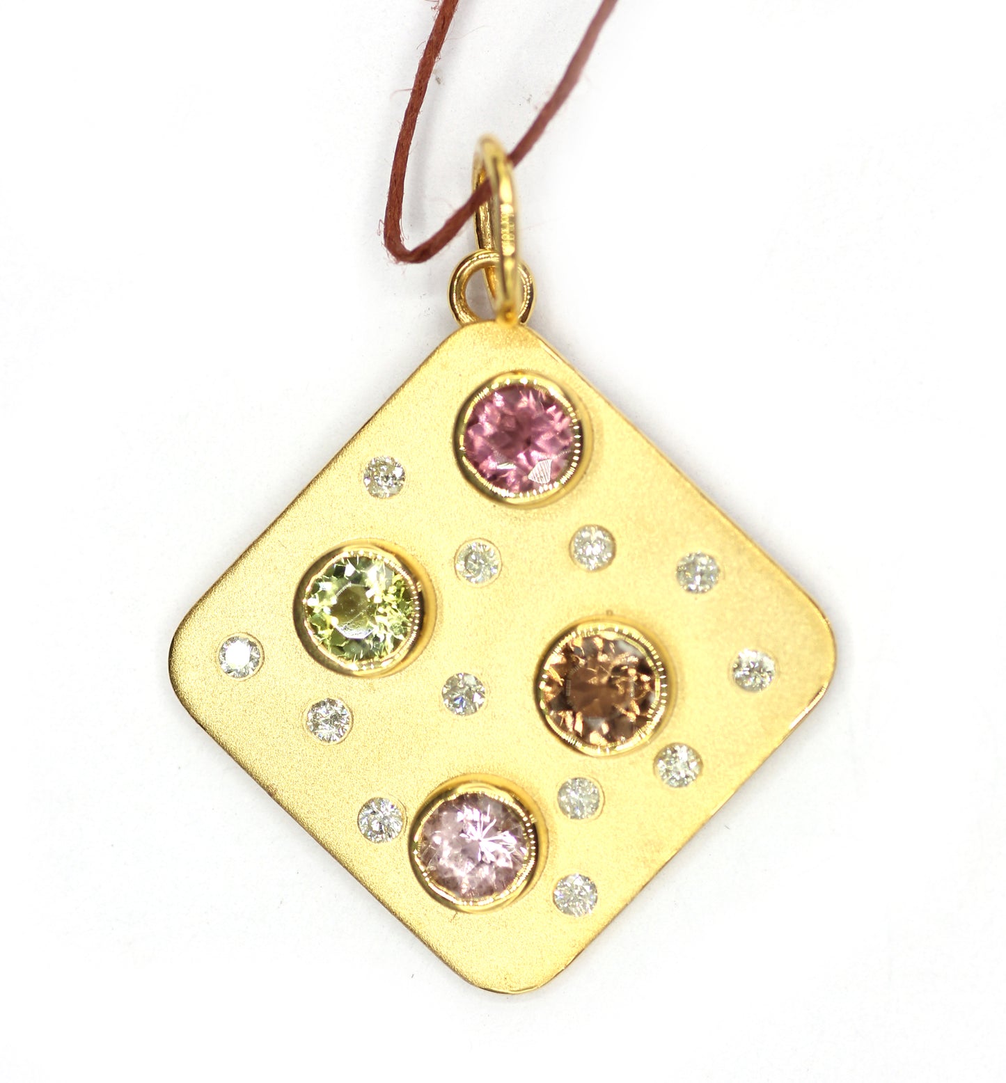 Tourmaline 14k Solid Gold Diamond Pendant