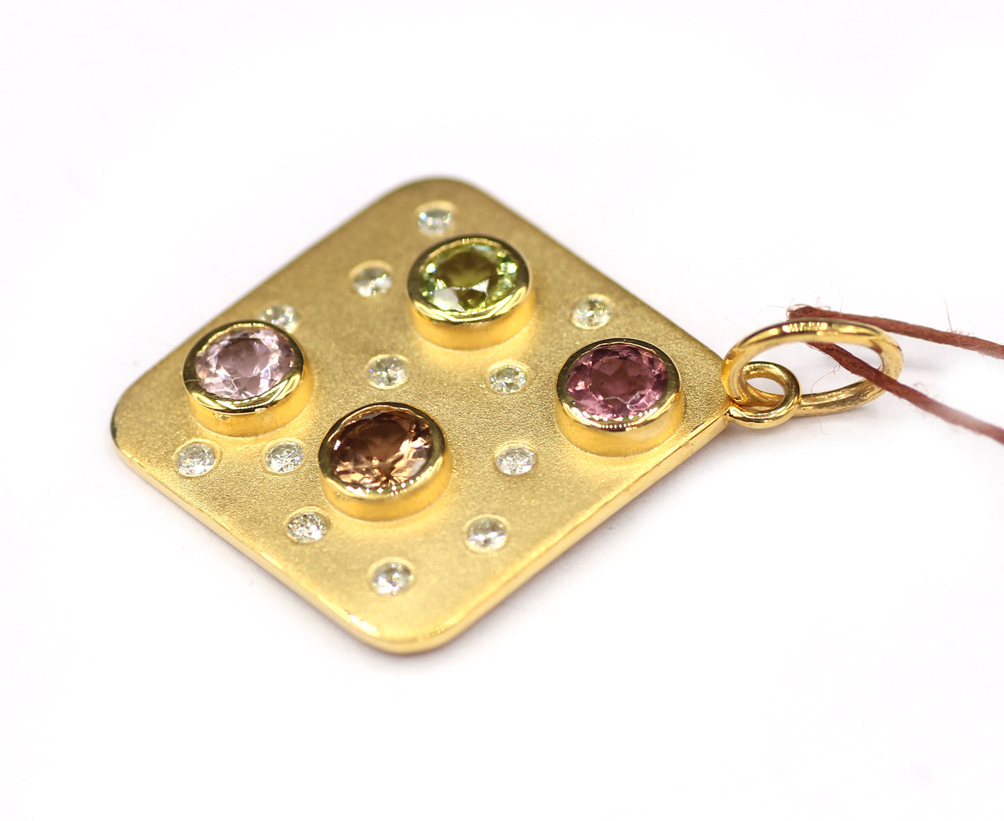 Tourmaline 14k Solid Gold Diamond Pendant