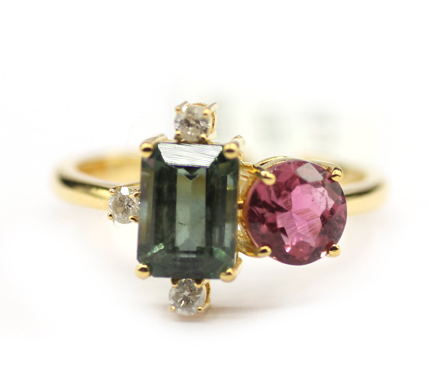 Tourmaline 14k Solid Gold Diamond Rings