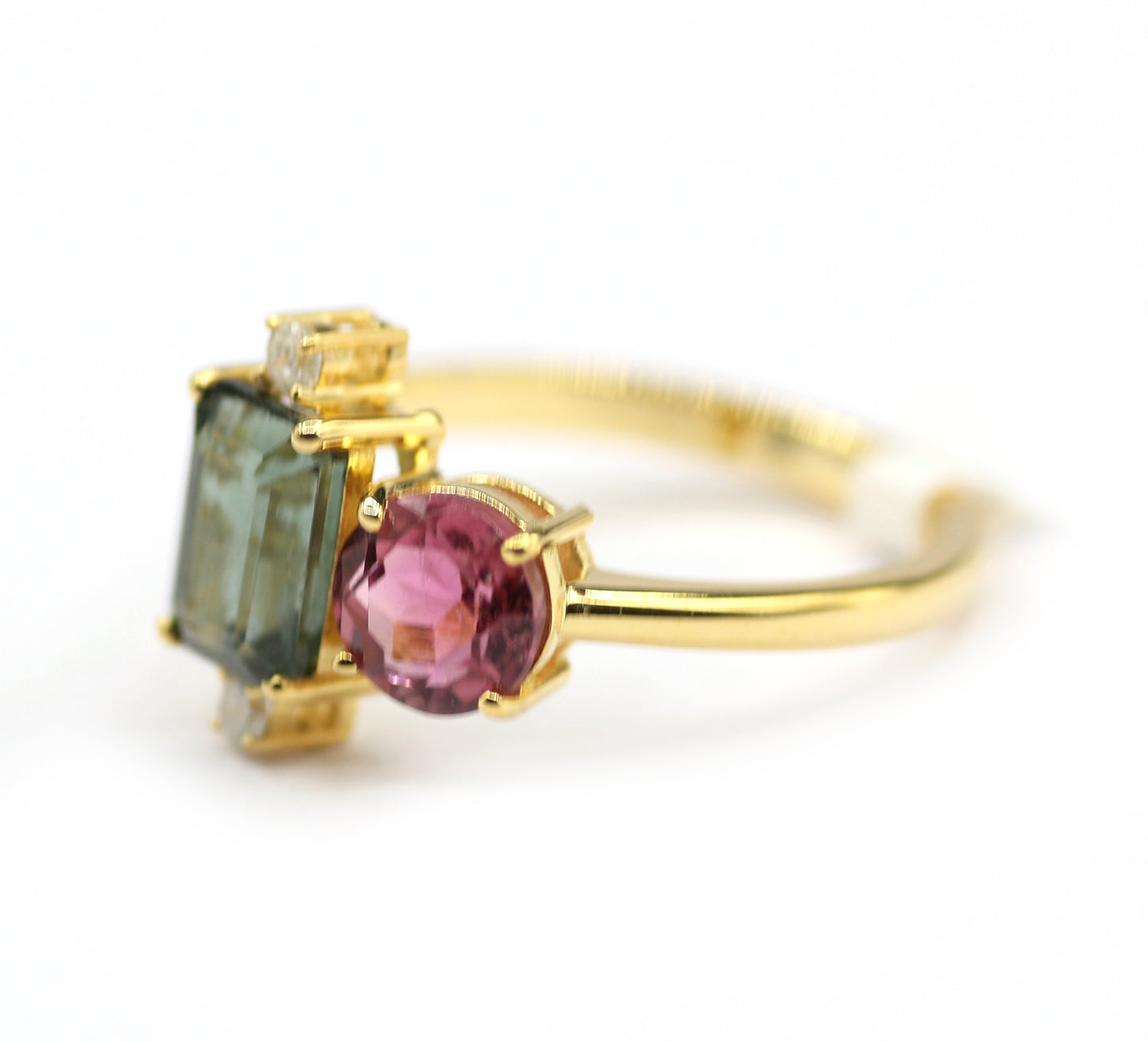 Tourmaline 14k Solid Gold Diamond Rings