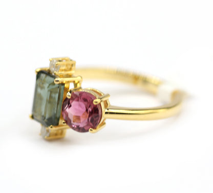 Tourmaline 14k Solid Gold Diamond Rings