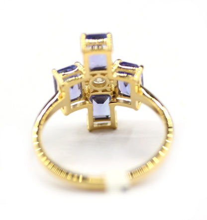 Tanzanite 14k Solid Gold Diamond Rings
