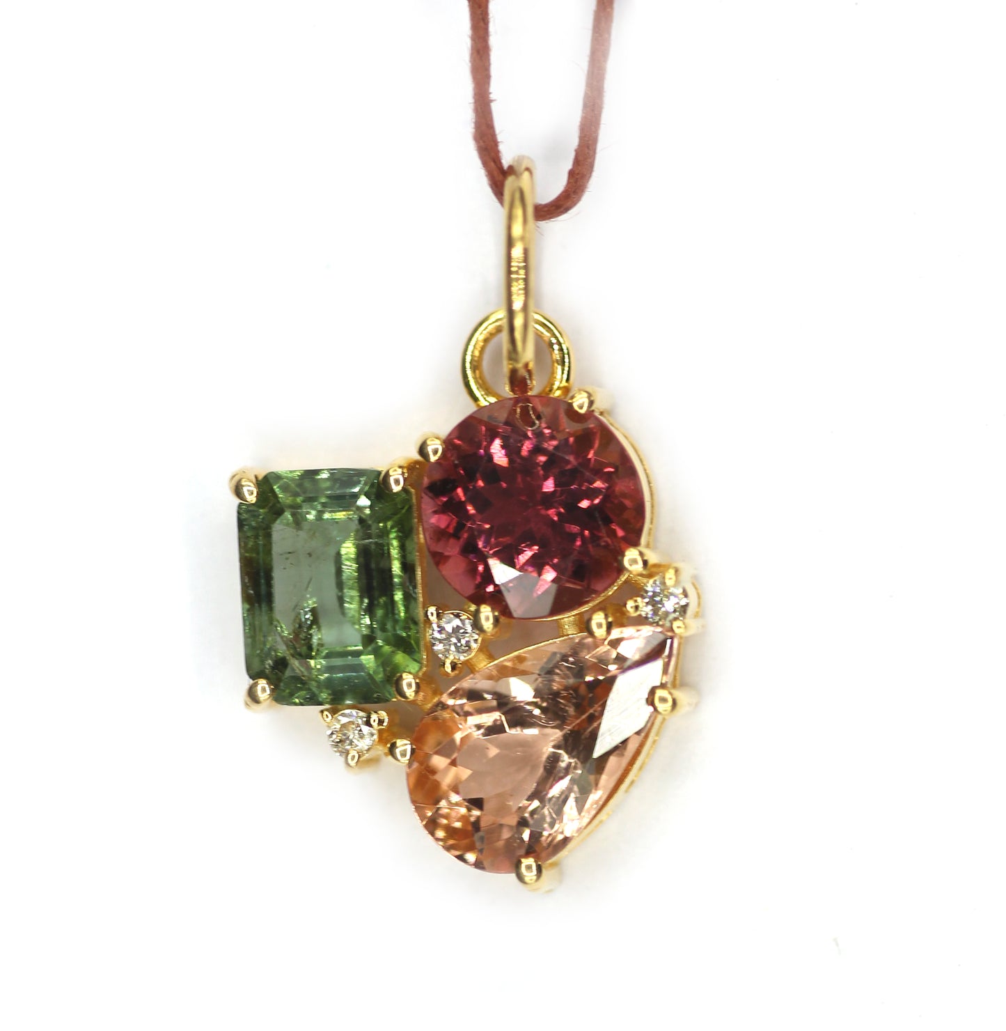Tourmaline 14k Solid Gold Diamond Pendant