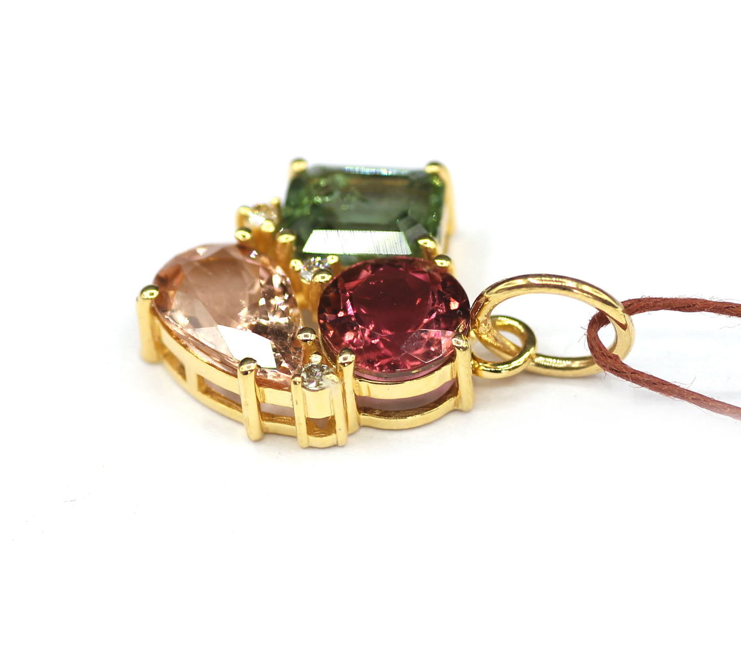 Tourmaline 14k Solid Gold Diamond Pendant