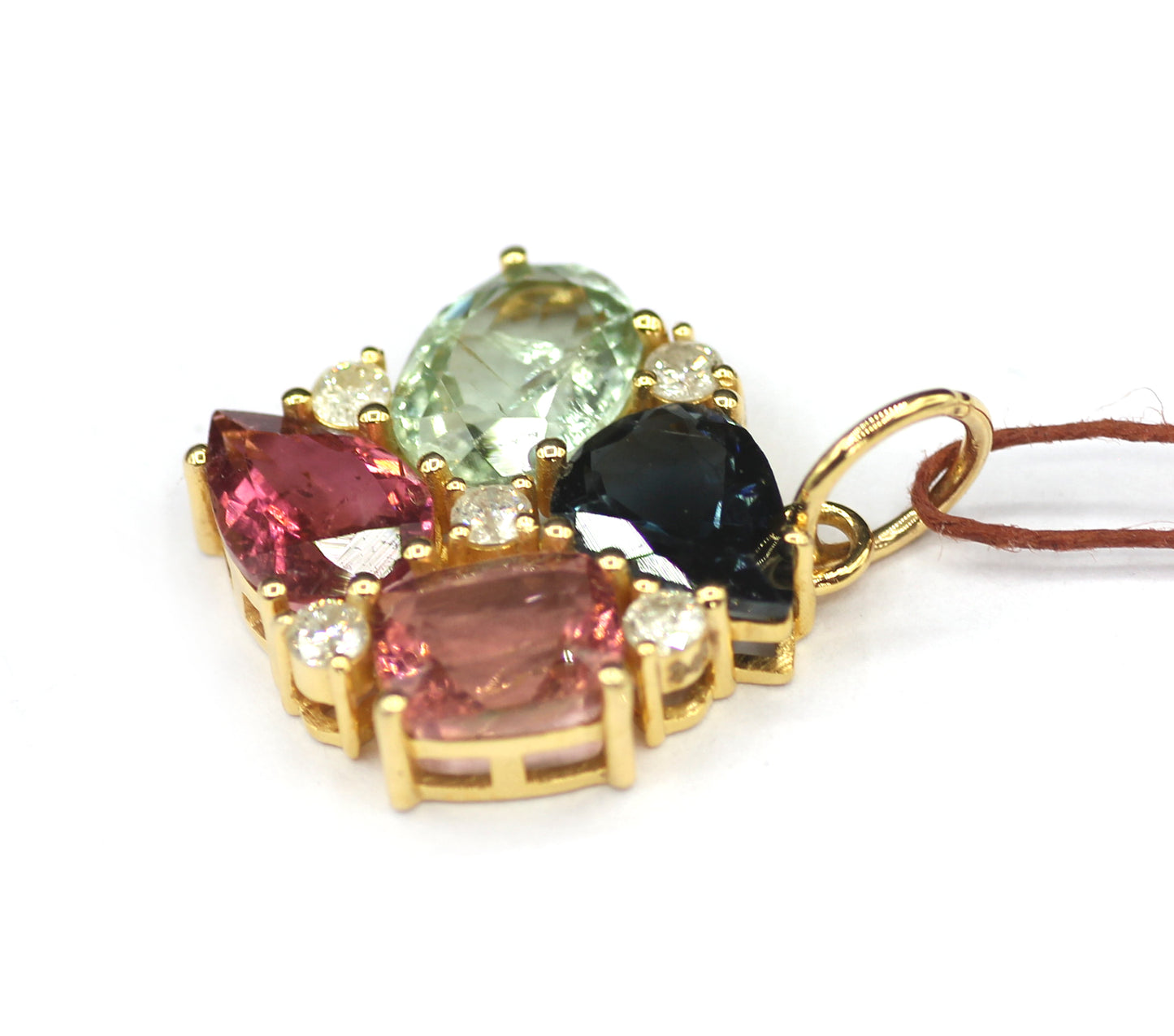 Tourmaline 14k Solid Gold Diamond Pendant