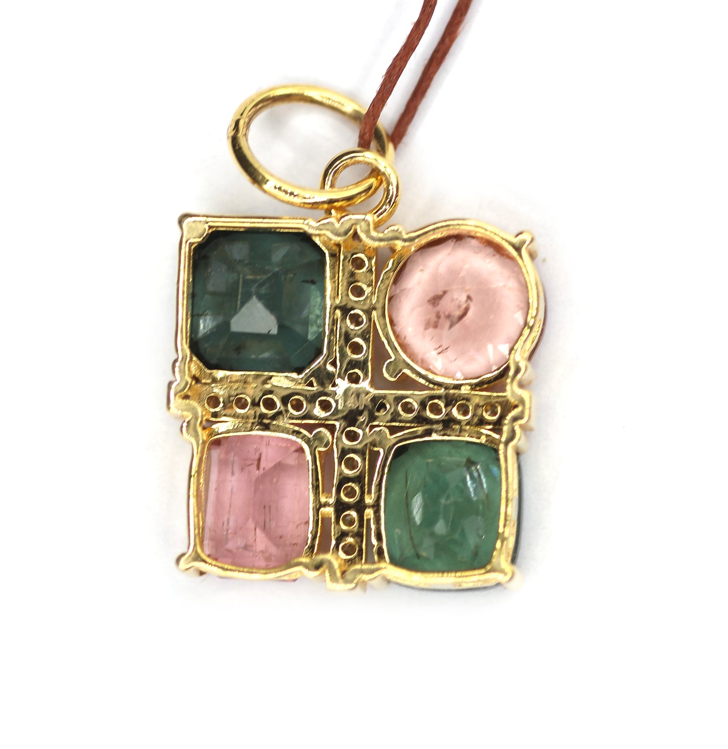 Tourmaline 14k Solid Gold Diamond Pendant