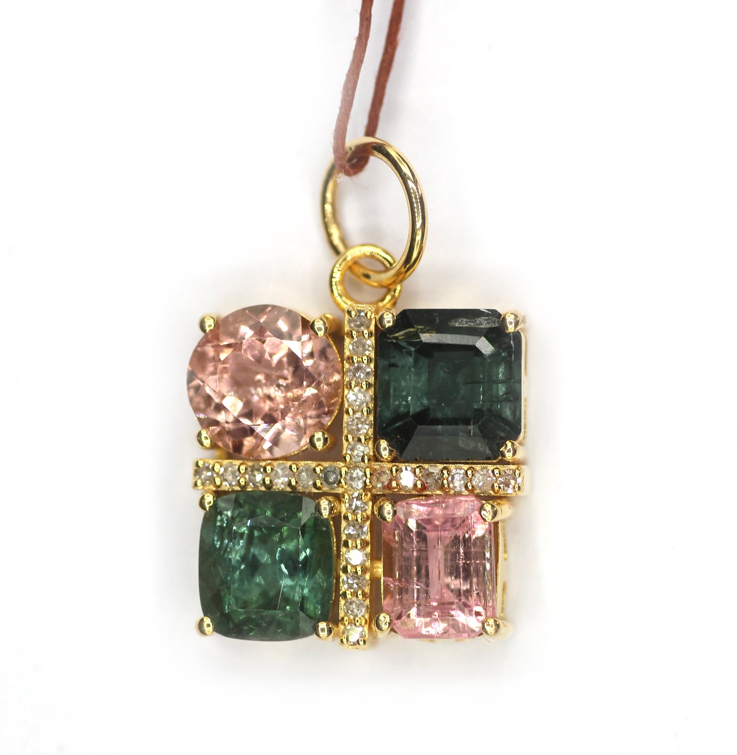 Tourmaline 14k Solid Gold Diamond Pendant