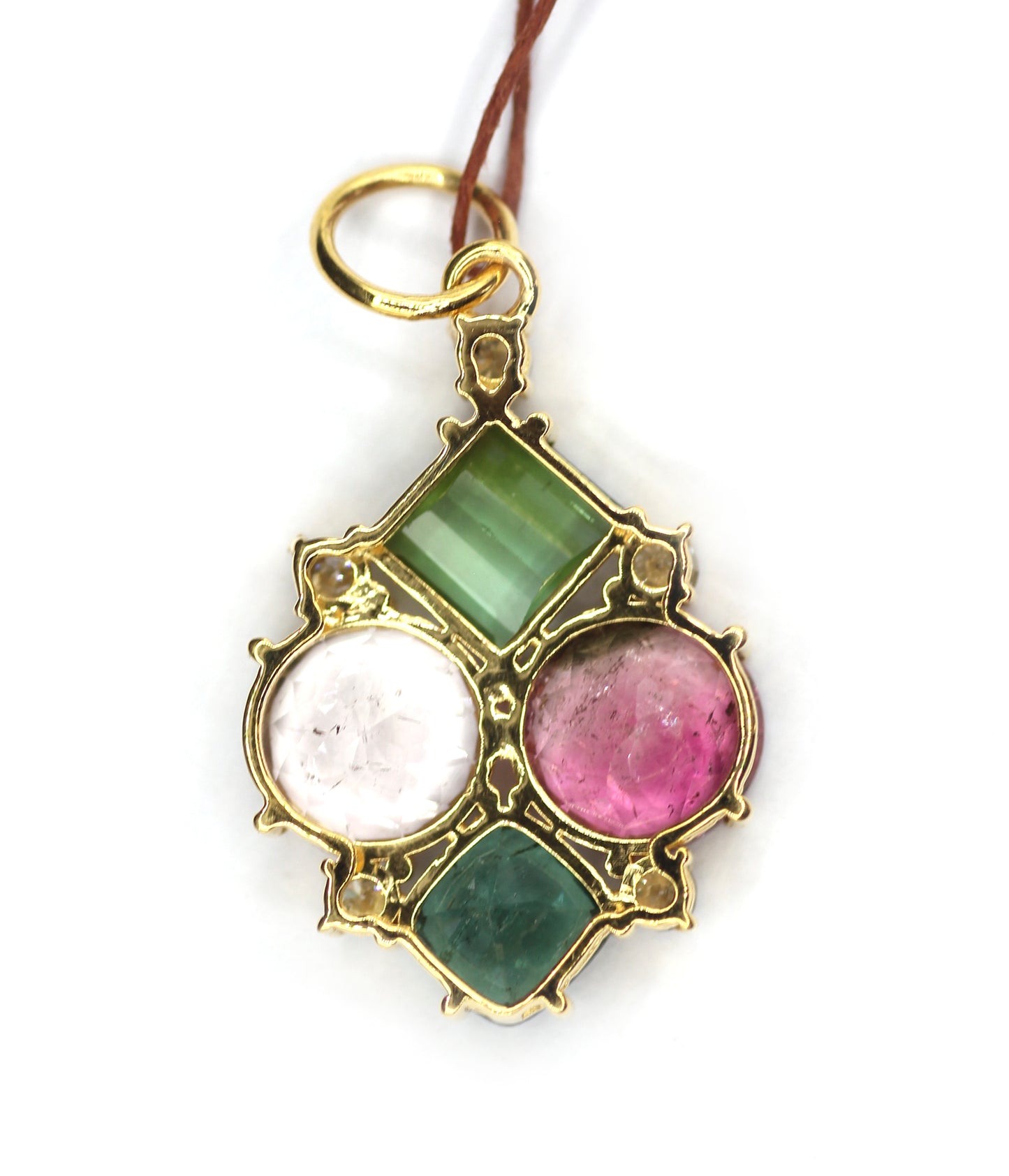 Tourmaline 14k Solid Gold Diamond Pendant