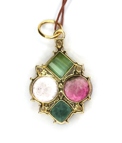 Tourmaline 14k Solid Gold Diamond Pendant