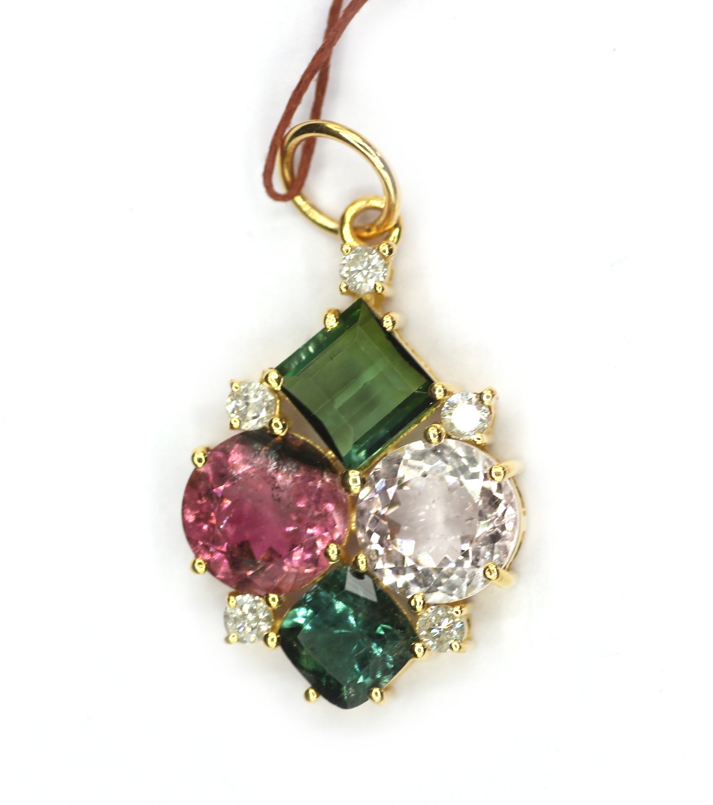 Tourmaline 14k Solid Gold Diamond Pendant
