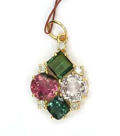 Tourmaline 14k Solid Gold Diamond Pendant