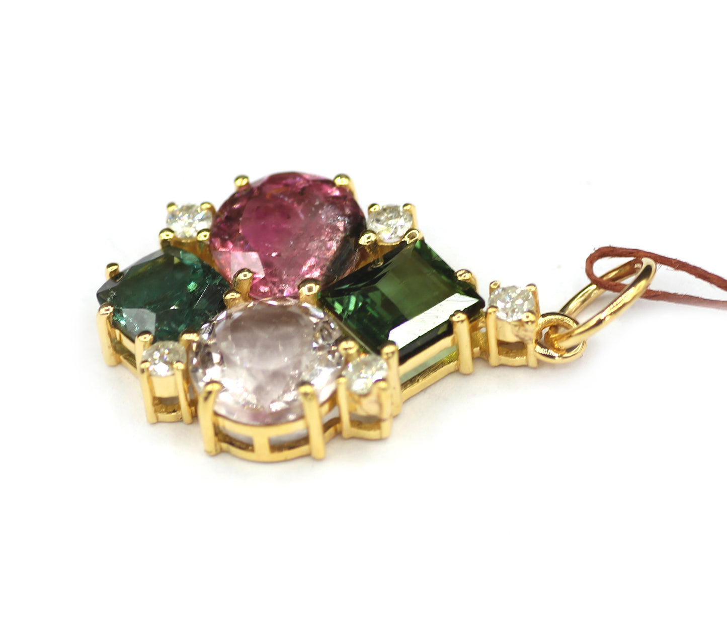 Tourmaline 14k Solid Gold Diamond Pendant