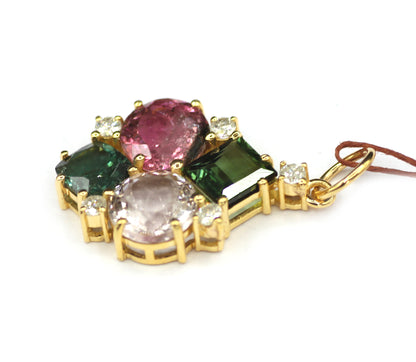 Tourmaline 14k Solid Gold Diamond Pendant