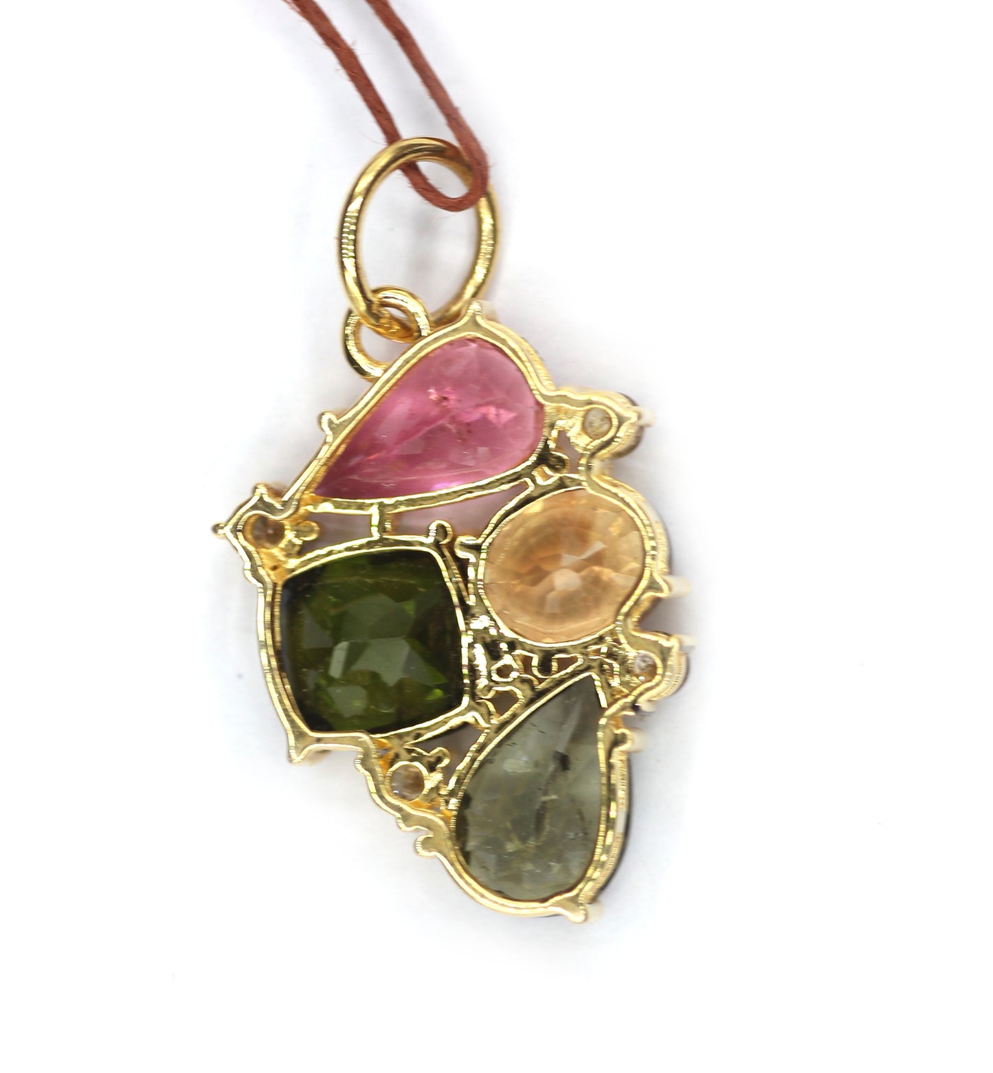 Tourmaline 14k Solid Gold Diamond Pendant