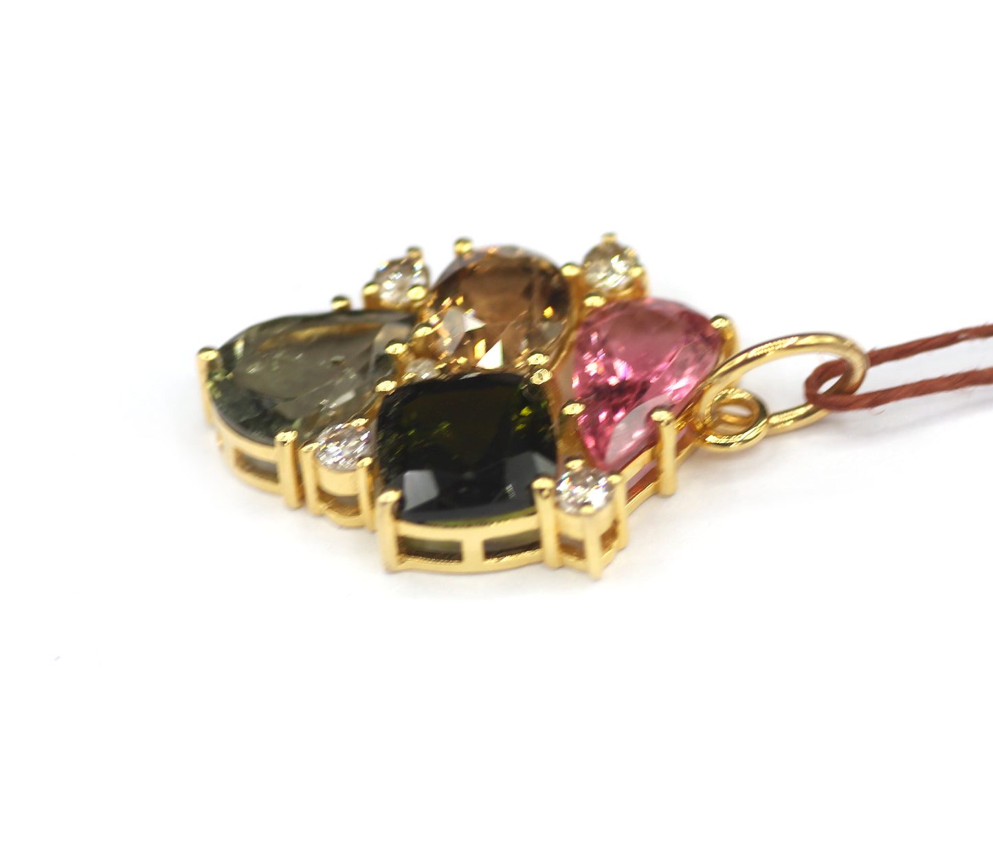 Tourmaline 14k Solid Gold Diamond Pendant