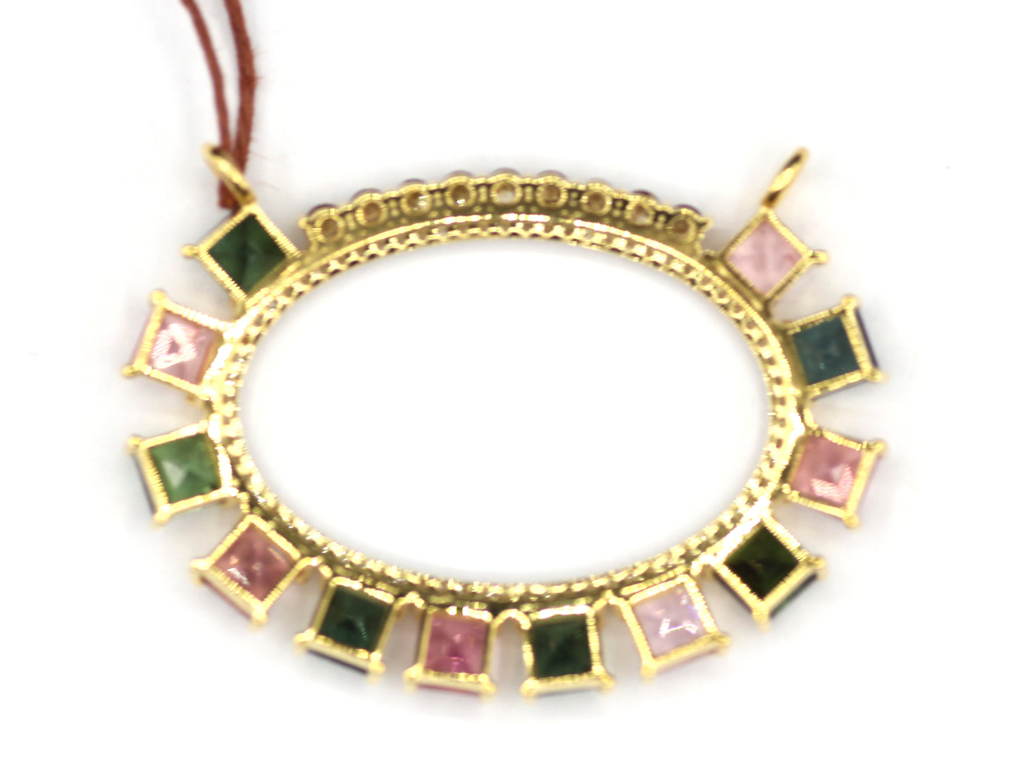 Tourmaline Stone 14k Solid Gold Diamond Pendant