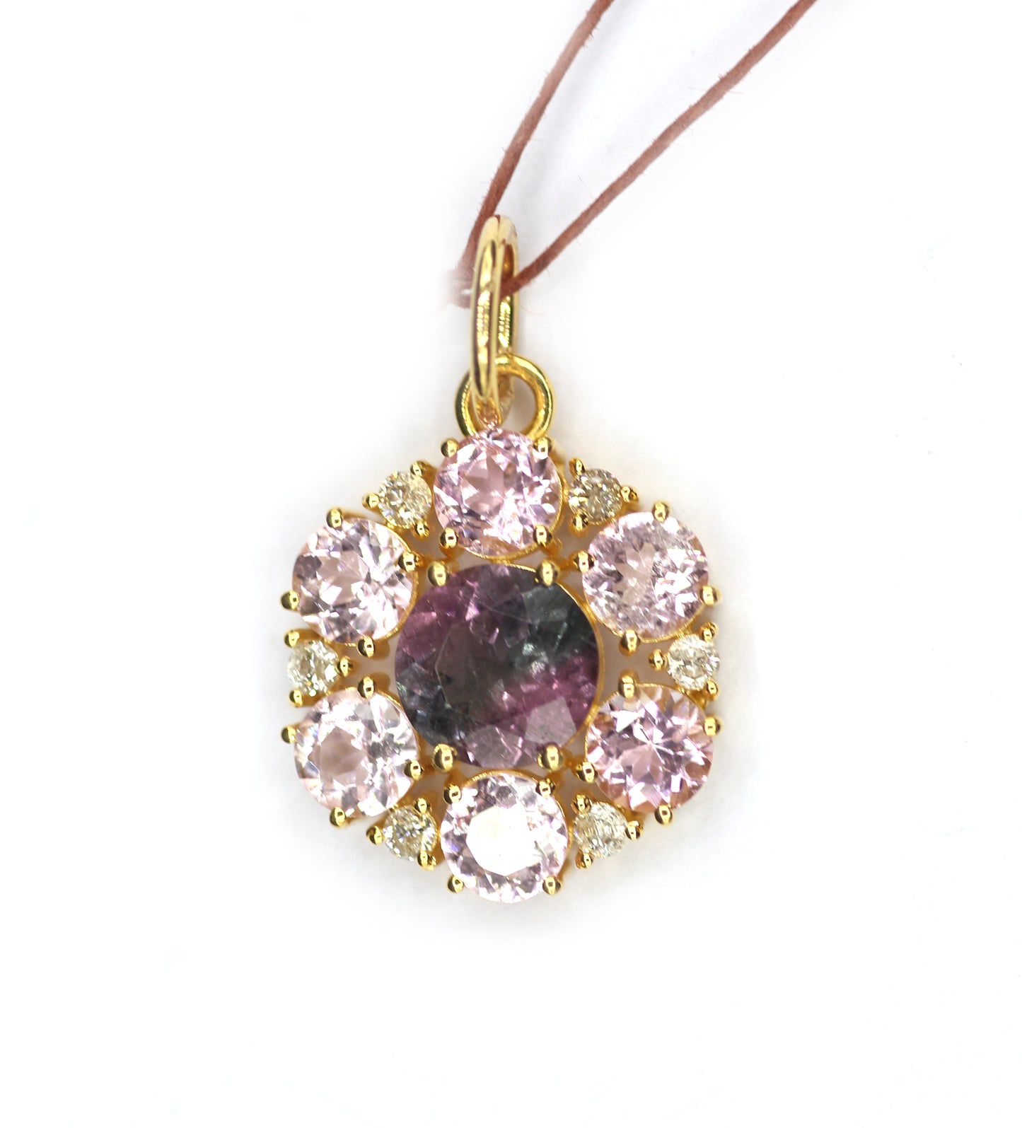 Tourmaline 14k Solid Gold Diamond Pendant