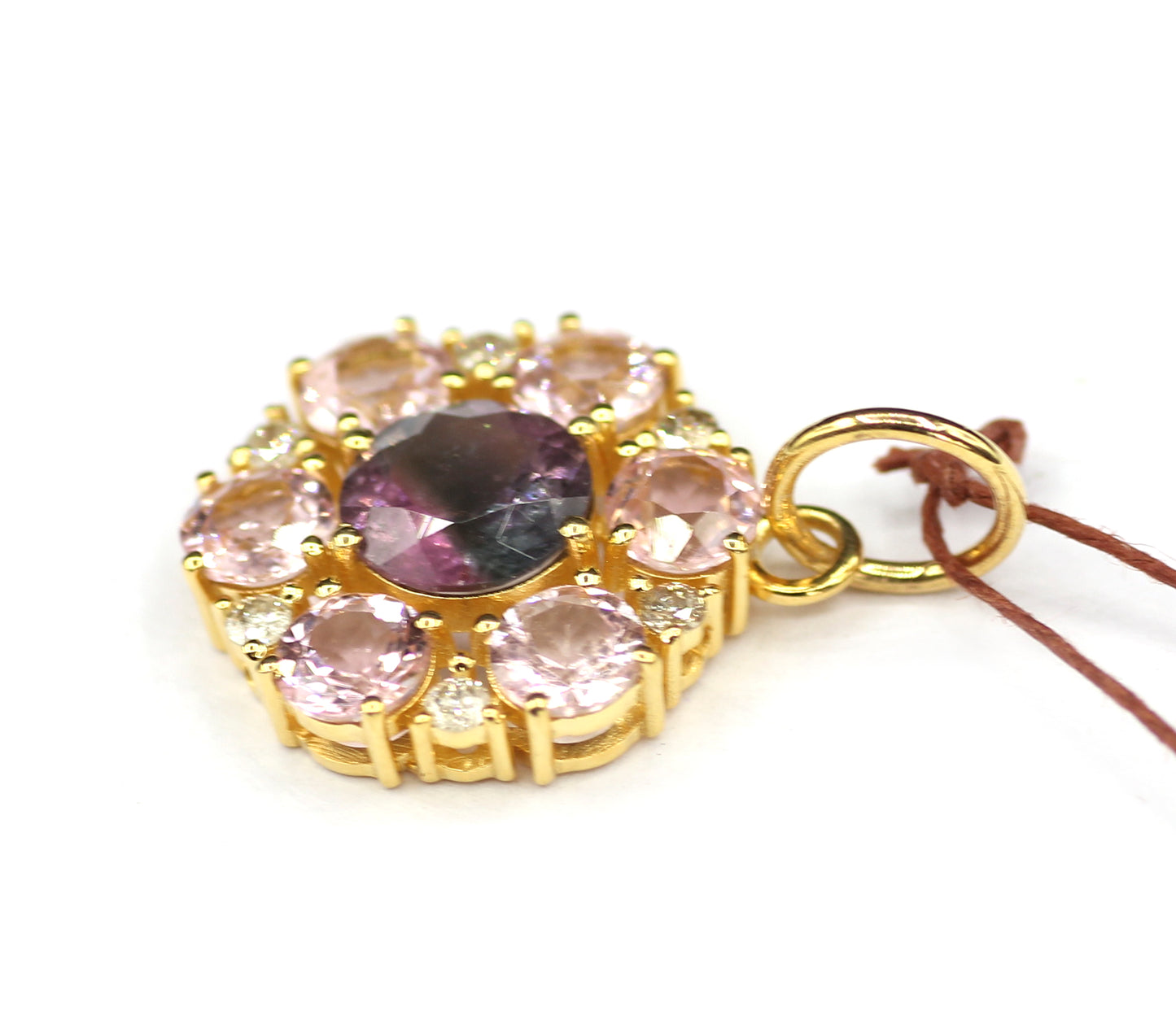Tourmaline 14k Solid Gold Diamond Pendant