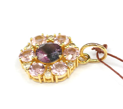 Tourmaline 14k Solid Gold Diamond Pendant
