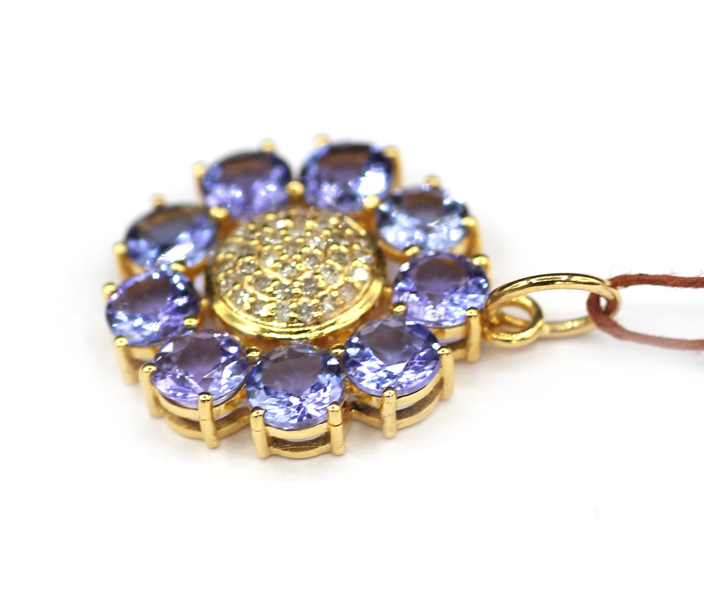 Tanzanite 14k Solid Gold Diamond Pendant