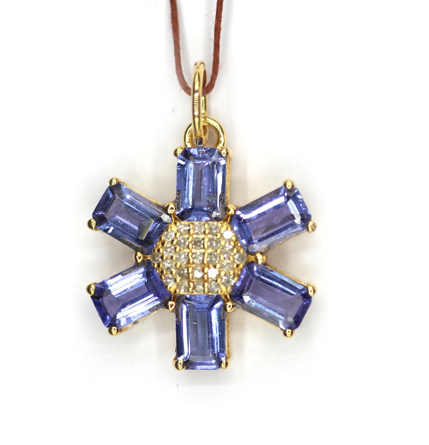 Tanzanite 14k Solid Gold Diamond Pendant