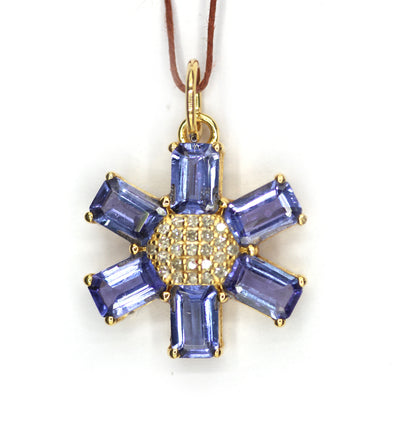 Tanzanite 14k Solid Gold Diamond Pendant