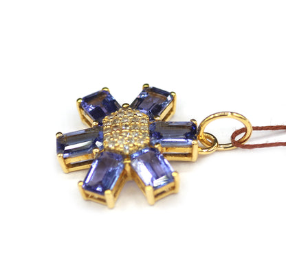 Tanzanite 14k Solid Gold Diamond Pendant