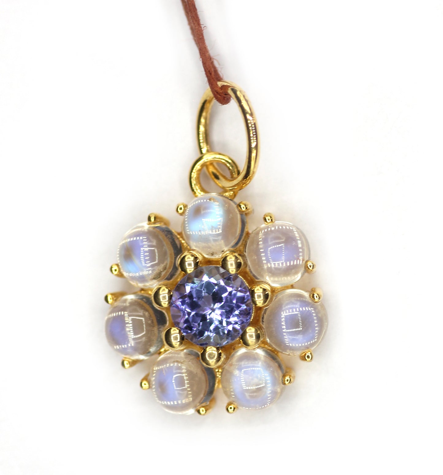 Tanzanite 14k Solid Gold Pendant With Rainbow Stone