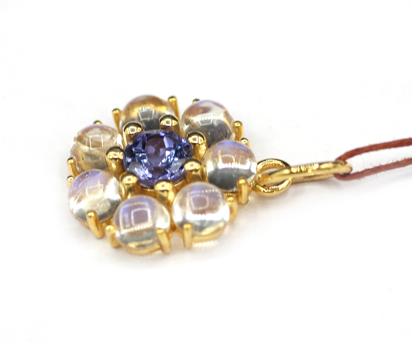 Tanzanite 14k Solid Gold Pendant With Rainbow Stone