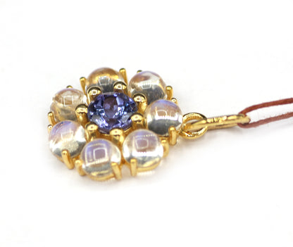 Tanzanite 14k Solid Gold Pendant With Rainbow Stone