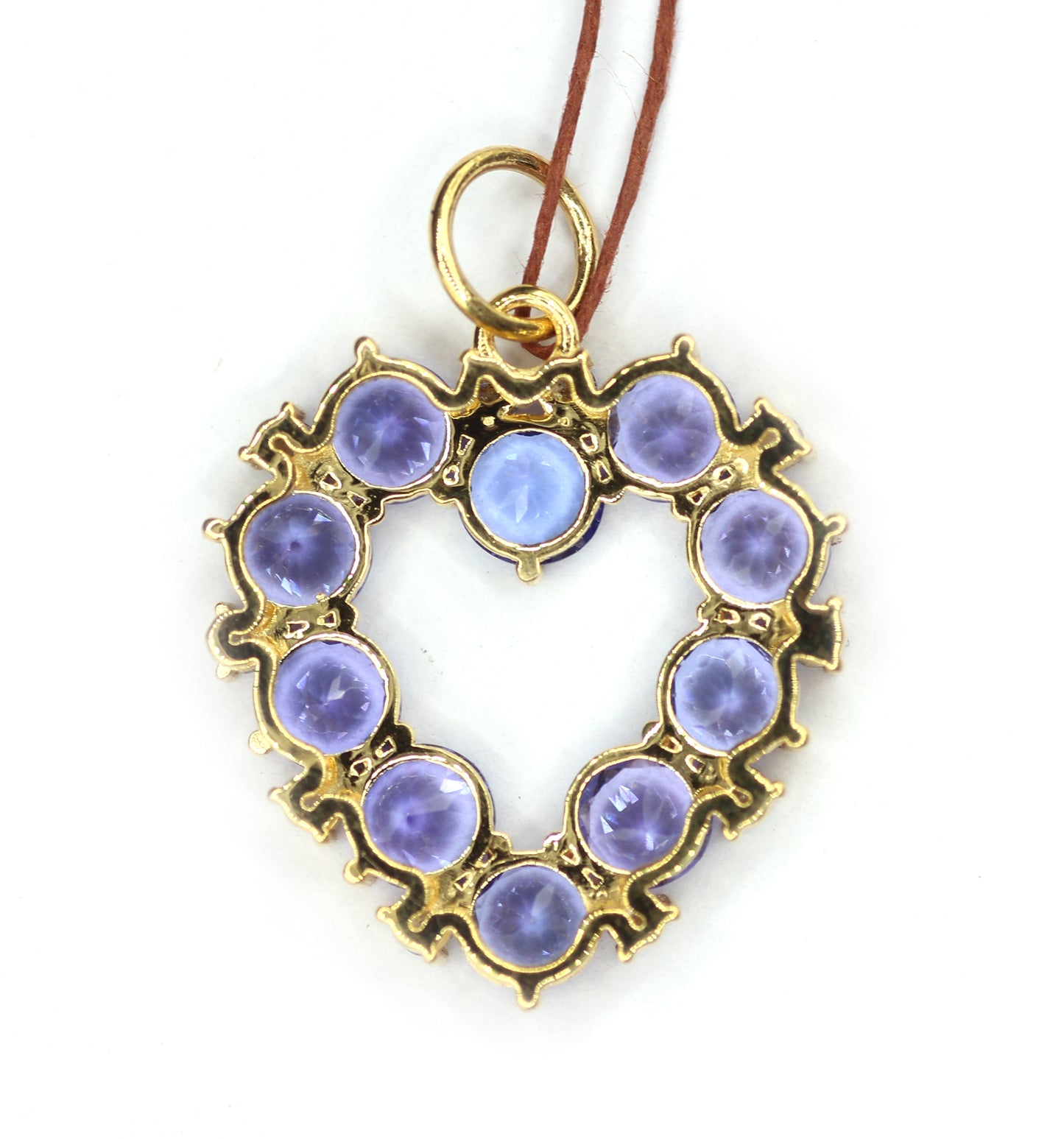 Heart Shape 14k Solid Gold Diamond Pendant With Tanzanite Stone