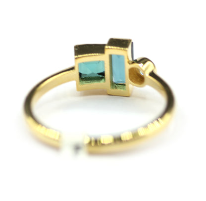 Green Tourmaline 14k Solid Gold Diamond Rings