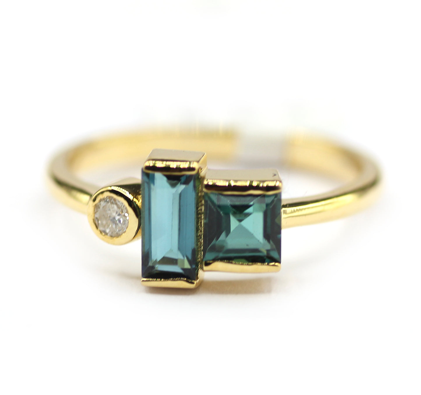 Green Tourmaline 14k Solid Gold Diamond Rings