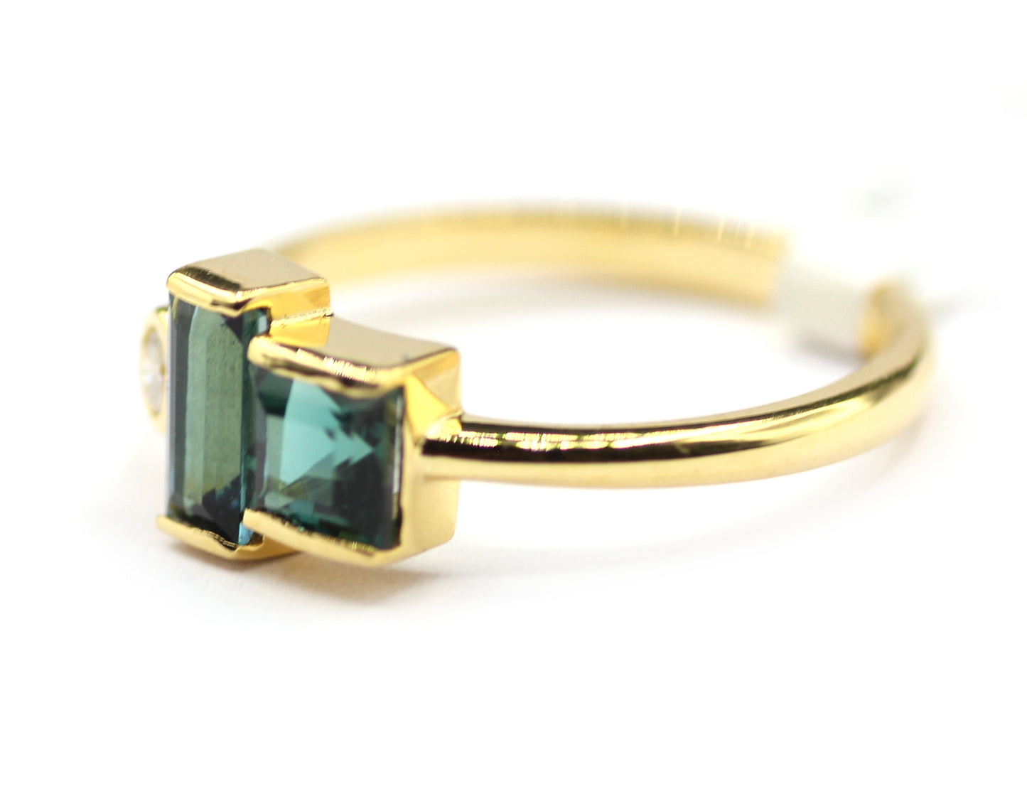 Green Tourmaline 14k Solid Gold Diamond Rings