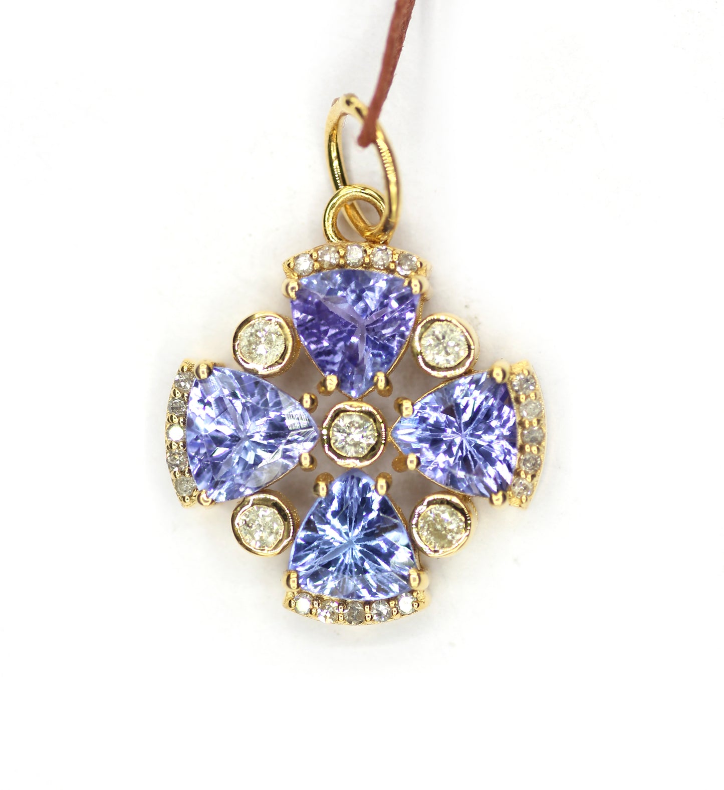 Tanzanite 14k Solid Gold Diamond Pendant